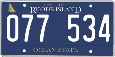 RI license plate 077534
