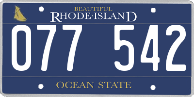 RI license plate 077542