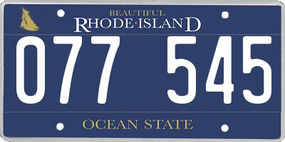RI license plate 077545