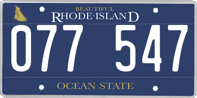 RI license plate 077547