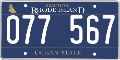 RI license plate 077567