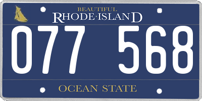 RI license plate 077568