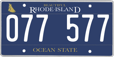 RI license plate 077577