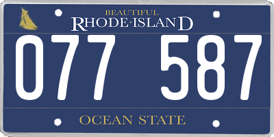 RI license plate 077587