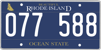 RI license plate 077588
