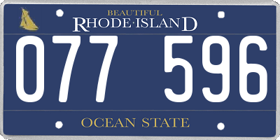 RI license plate 077596