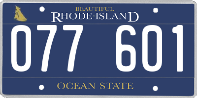 RI license plate 077601