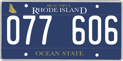RI license plate 077606