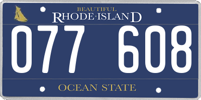 RI license plate 077608