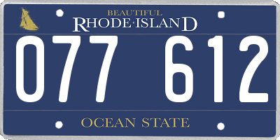 RI license plate 077612