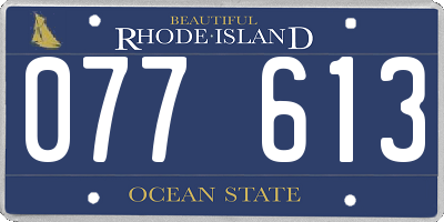 RI license plate 077613