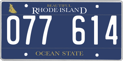 RI license plate 077614