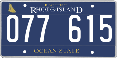RI license plate 077615