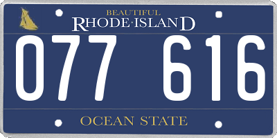 RI license plate 077616