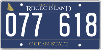 RI license plate 077618