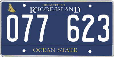 RI license plate 077623