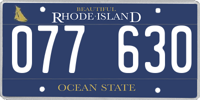 RI license plate 077630