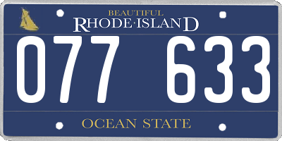 RI license plate 077633