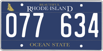 RI license plate 077634