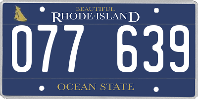 RI license plate 077639