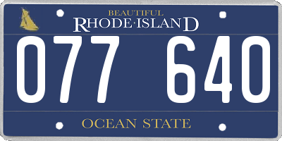 RI license plate 077640