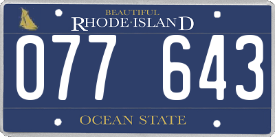 RI license plate 077643