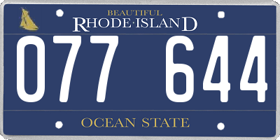 RI license plate 077644