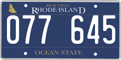 RI license plate 077645