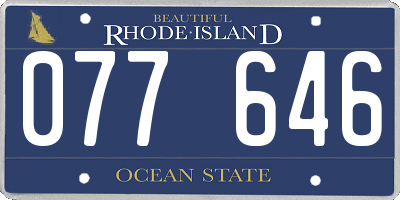 RI license plate 077646