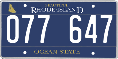 RI license plate 077647
