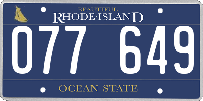 RI license plate 077649