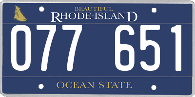 RI license plate 077651