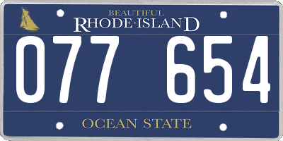RI license plate 077654