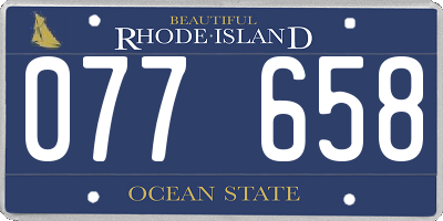 RI license plate 077658