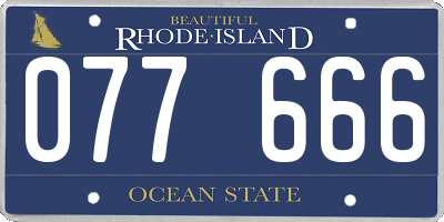 RI license plate 077666