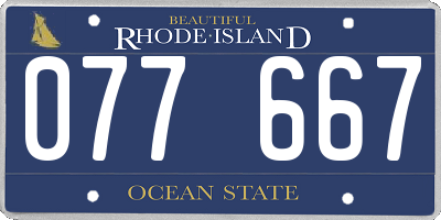 RI license plate 077667
