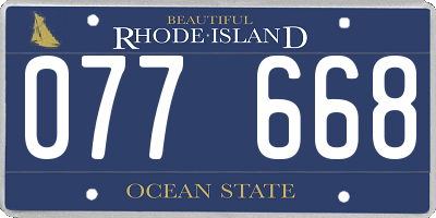 RI license plate 077668