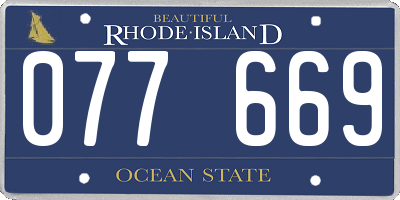 RI license plate 077669
