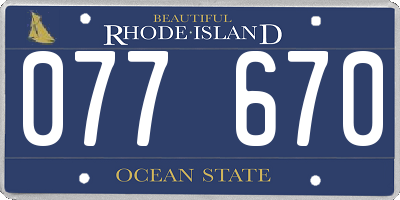 RI license plate 077670