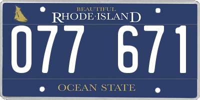 RI license plate 077671