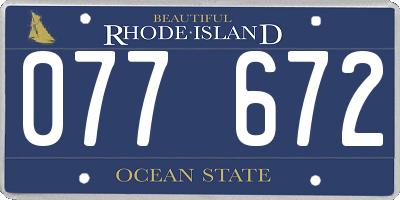 RI license plate 077672