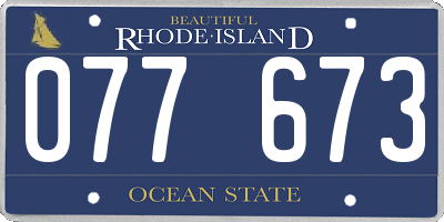 RI license plate 077673