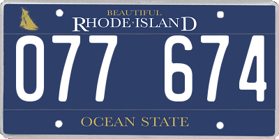 RI license plate 077674