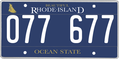 RI license plate 077677