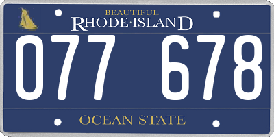 RI license plate 077678