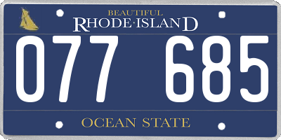 RI license plate 077685