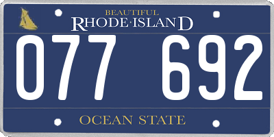 RI license plate 077692