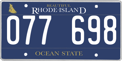 RI license plate 077698