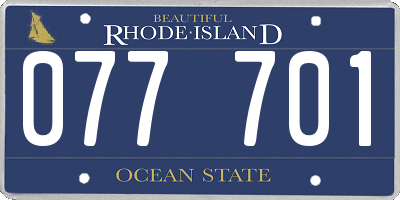 RI license plate 077701