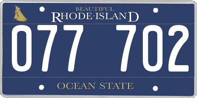 RI license plate 077702